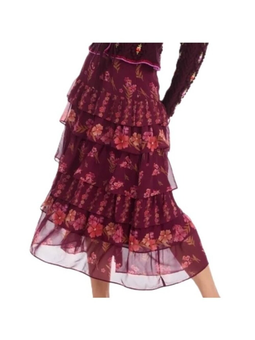 Allison New York Ruby Midi Skirt in Floral Clusters Size 2 New
